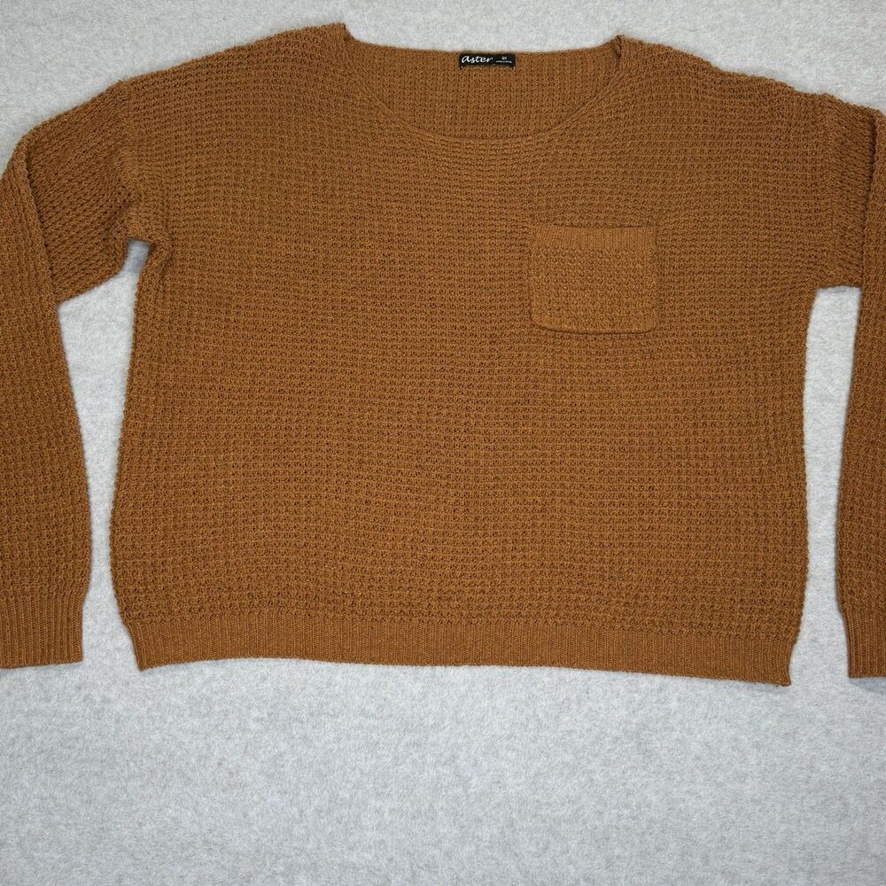 Aster Women's Size 3x Crewneck Waffle Knit Sweater Copper Brown Color